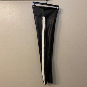SPANX Faux Leather Tuxedo Stripe Leggings - New Without Tags - Size L